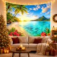 thumbnail image 3 of Floral Garden Tropical with Beach Foreground Clusters Bright, Mystical Fantasy for Space Lovers, Galaxy Room Decor, Mother'S Day Gift, Tapestry Wall Hanging for Bedroom and Dorm, 3 of 7