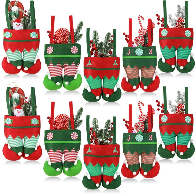 Decoraciones navideñas MSQ Candy Bags Papá Noel Pants, 10 unidades