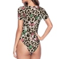 thumbnail image 4 of The Xecao Leopard Dots Women's Crew Neck Body Suit, a short-sleeved bodysuit and basic swimsuit, both comfort and style for dating and daily life, 4 of 9