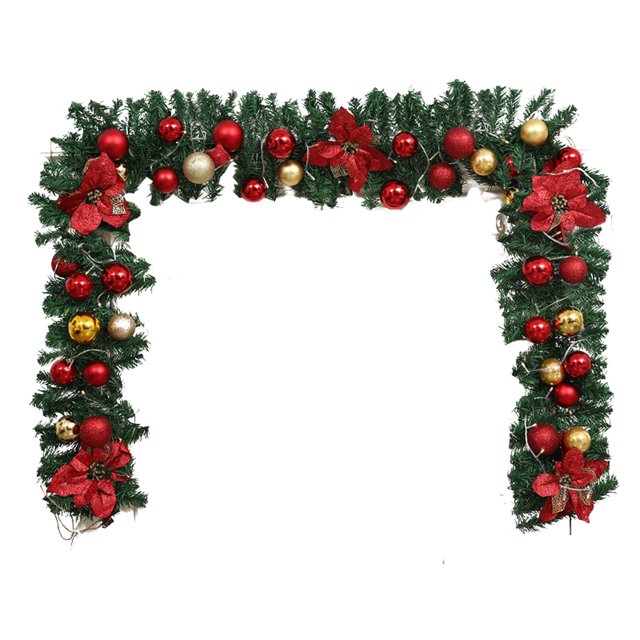 TheFound Christmas PVC Wreath Artificial Wreath with Berry Christmas Ball Decor for Front Door, Window