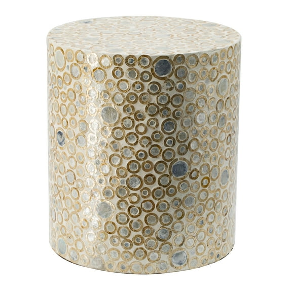 A&B Home Dot Pattern Capiz Stool - Blue, Gold Finish