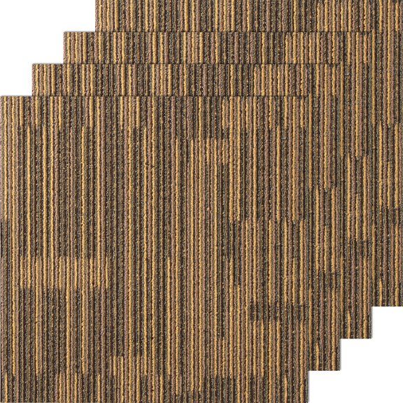 VEVOR Carpet Tiles Reusable, 20"x 20"Carpet Squares With Padding Attached, Soft Padded Carpet Tiles, Easy Install DIY for Bedroom Living Room (12Tiles, Mixed Brown)