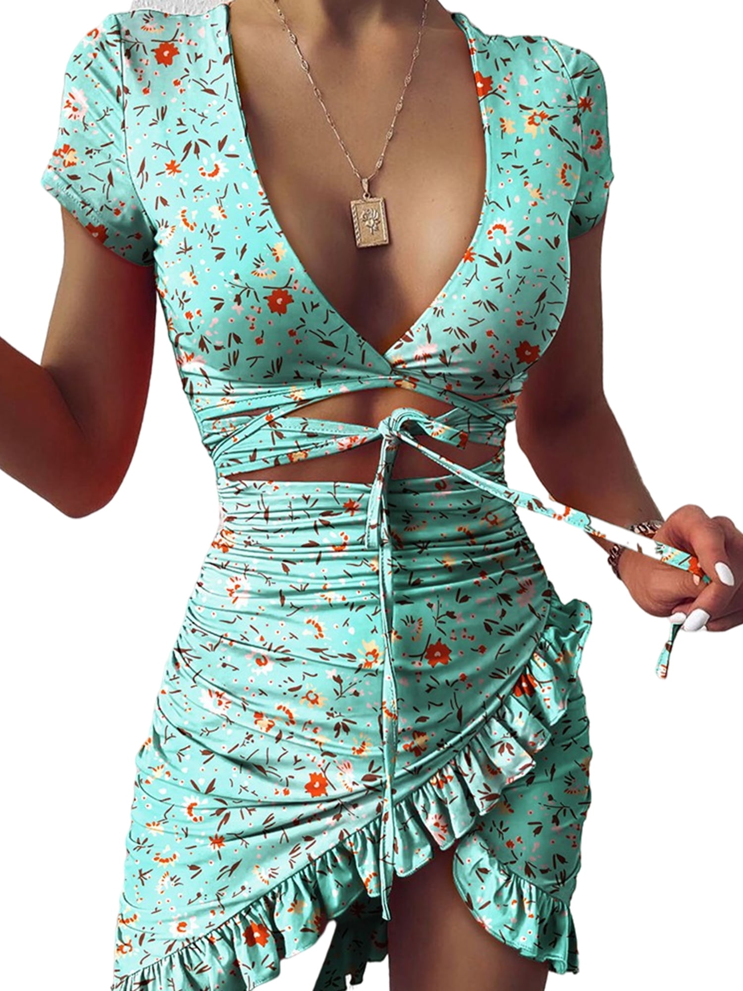 S.CHARMA Women Round Neck Knit Button Dress Ladies Slim Fit Mini One Piece Dress,Daily