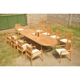 thumbnail image 4 of Grade-A Teak Dining Set: 10 Seater 11 Pc: 118" Mas Oval Trestle Leg Table And 10 Clipper Stacking Arm Chairs Outdoor Patio WholesaleTeak #51CP2711, 4 of 5