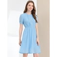 thumbnail image 3 of INSPIRE CHIC Robe Midi Évasée à Coupe Décontractée pour Femme avec Insert en Dentelle Fluide Bleu TG, 3 of 6