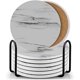 thumbnail image 1 of wonima44 Set of 8 Coasters for Drinks, Absorbent Marble Style Ceramic Drink Coaster with Holder for Coffee Wooden Table Home Decor(Grey), 1 of 1