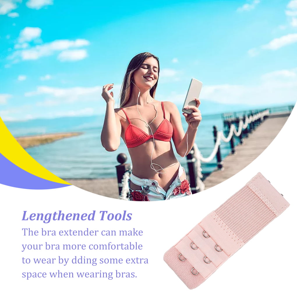 Extension Strap Bra Extenders Buckle Universal Extension 4 Hook Breathable  Practical Accessories Adjustable Replacement 3 Rows Underwear peach pink 