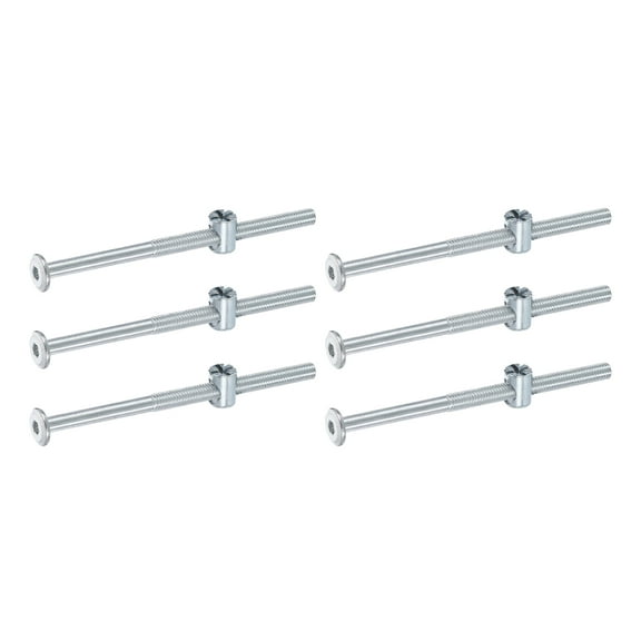 Uxcell 6 Pack Bed Frame Bolts, M6 x 100mm Hex Socket Head Screws Bolts Barrel Nuts Bunk Bed Bolts Furniture Screws with Rice-shaped Head Barrel Nut for Chairs Cots, Silver