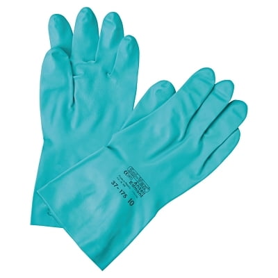 

Alphatec Solvex Nitrile Gloves Gauntlet Cuff Cotton Flock Lined Size 10 Green 15 Mil | 1 Dozen of 12 Pair