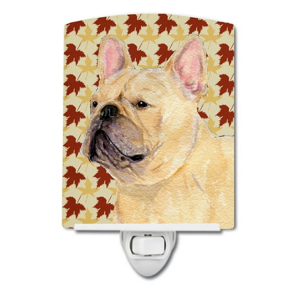 French Bulldog Fall Leaves Portrait Ceramic Night Light