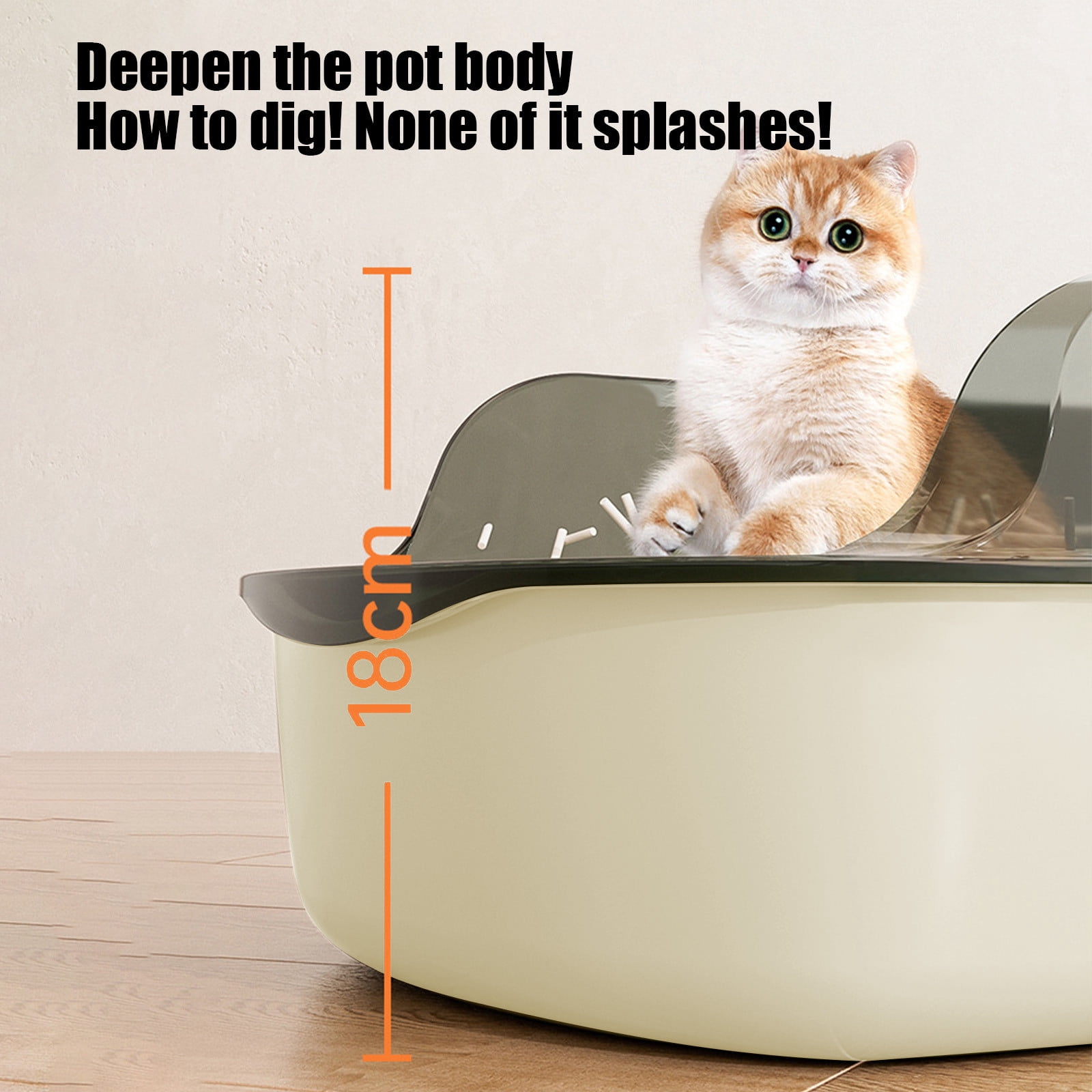 Linnome Oversized Cat Litter Pan Semi Closed High Fence – picture 6