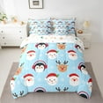 thumbnail image 2 of Manfei Cute Penguin Xmas Deer Bedding Comforter Set 7-Piece for Children, Santa Claus Snowman Queen Bedding Sets, Blue Merry Christmas Queen Sheet Sets, Super Cozy Room Decor, 2 of 8