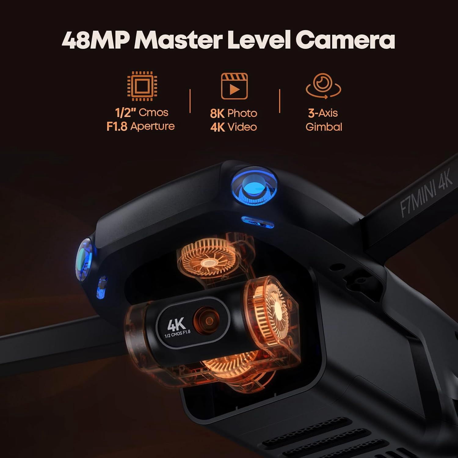 Bwine F7MINI 4K(RC3) Drones with Camera for Adults, 8K Photo 4K Video, RC with 1080P Screen, 20000ft Transmission, 64min Flight, 3-Axis Gimbal, 249g FAA-Exempt, GPS Track, Auto Return, Beginner Mode