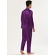 thumbnail image 4 of Conjuntos de pijama de satén para hombre, manga larga, con botones, ropa de dormir, ropa de dormir, pijamas Púrpura L, 4 of 5