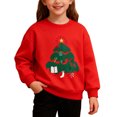thumbnail image 3 of Toddler Sweatshirts for Girls Crew Neck Christmas Tree Print Long Sleeve Pullover For Fleece Top Soft Casual Outfit Sweatshirts Fall Fashion Clothes Size 3-4T, 3 of 9