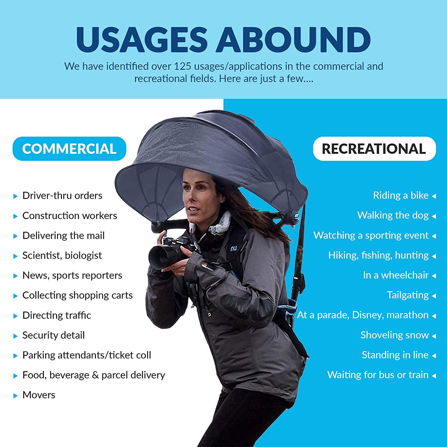 Hands free umbrella for backpacking or trekking
