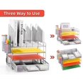 thumbnail image 4 of Organizador de escritorio Marbrasse de malla de 4 niveles con 5 soportes para archivos, plateado, 4 of 7