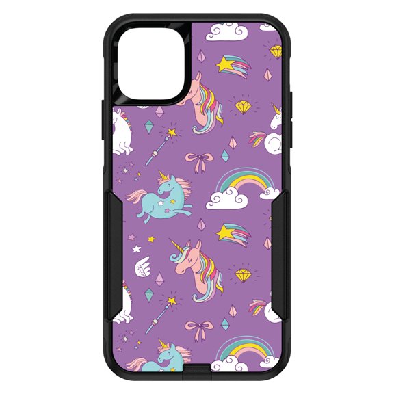 DistinctInk Custom SKIN / DECAL compatible with OtterBox Commuter for iPhone 11 Pro (5.8" Screen) - Unicorn Rainbow Wand Pattern - Purple