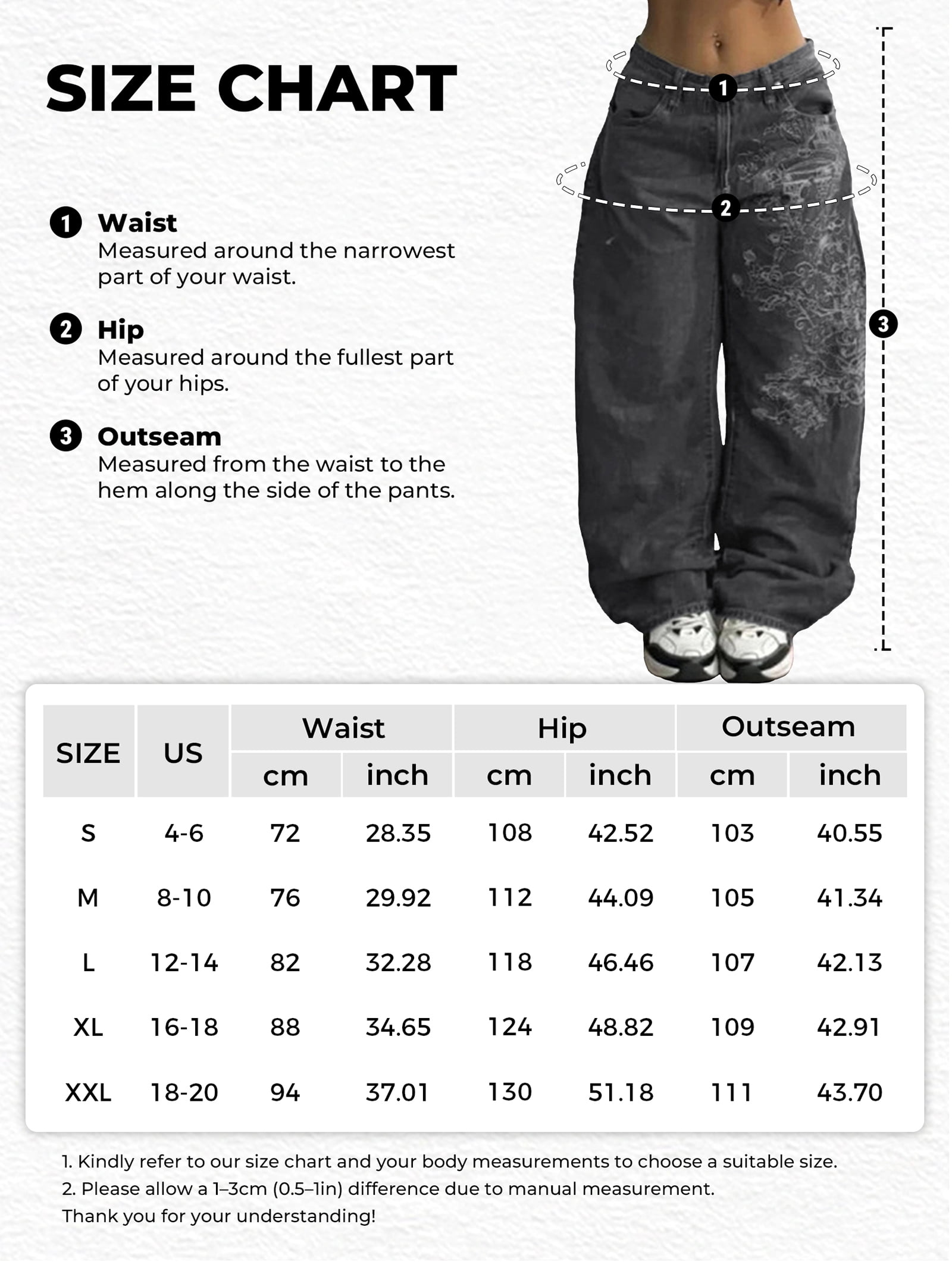 EMMIOL Damen Baggy Jeans Im 90er Jahre Hip Hop Style – Loose Fit, Mid-Low Waist