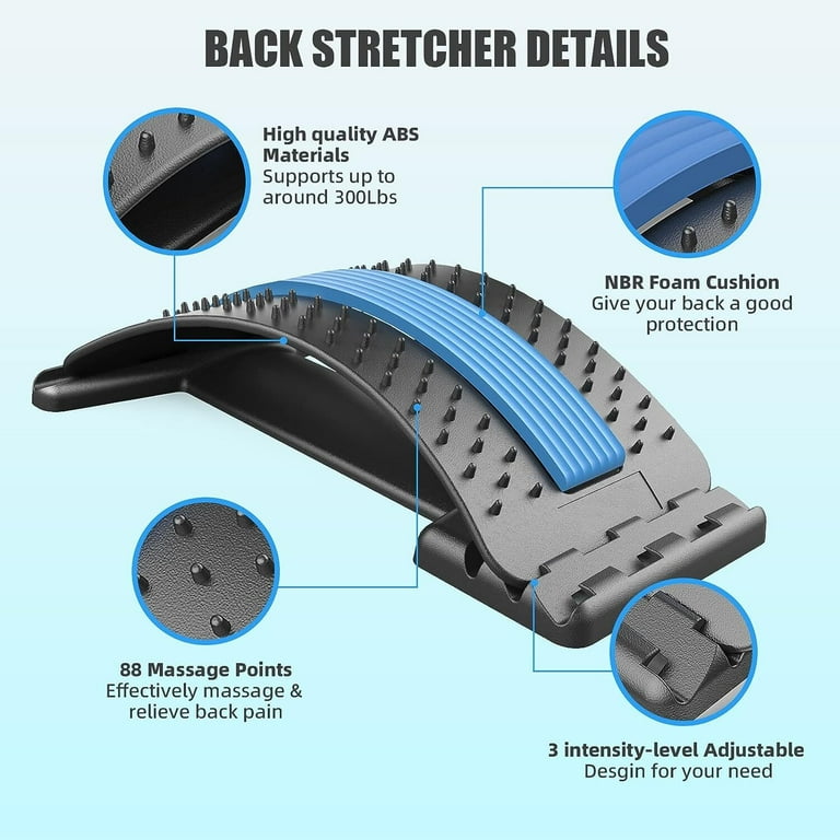 Back Stretcher for Lower Back Pain Relief, 3 Level Adjustable Lumbar Back  Cracker Board, Back Cracking/Massager Device for Scoliosis, Spine  Decompression, Upper & Lower Back Support 