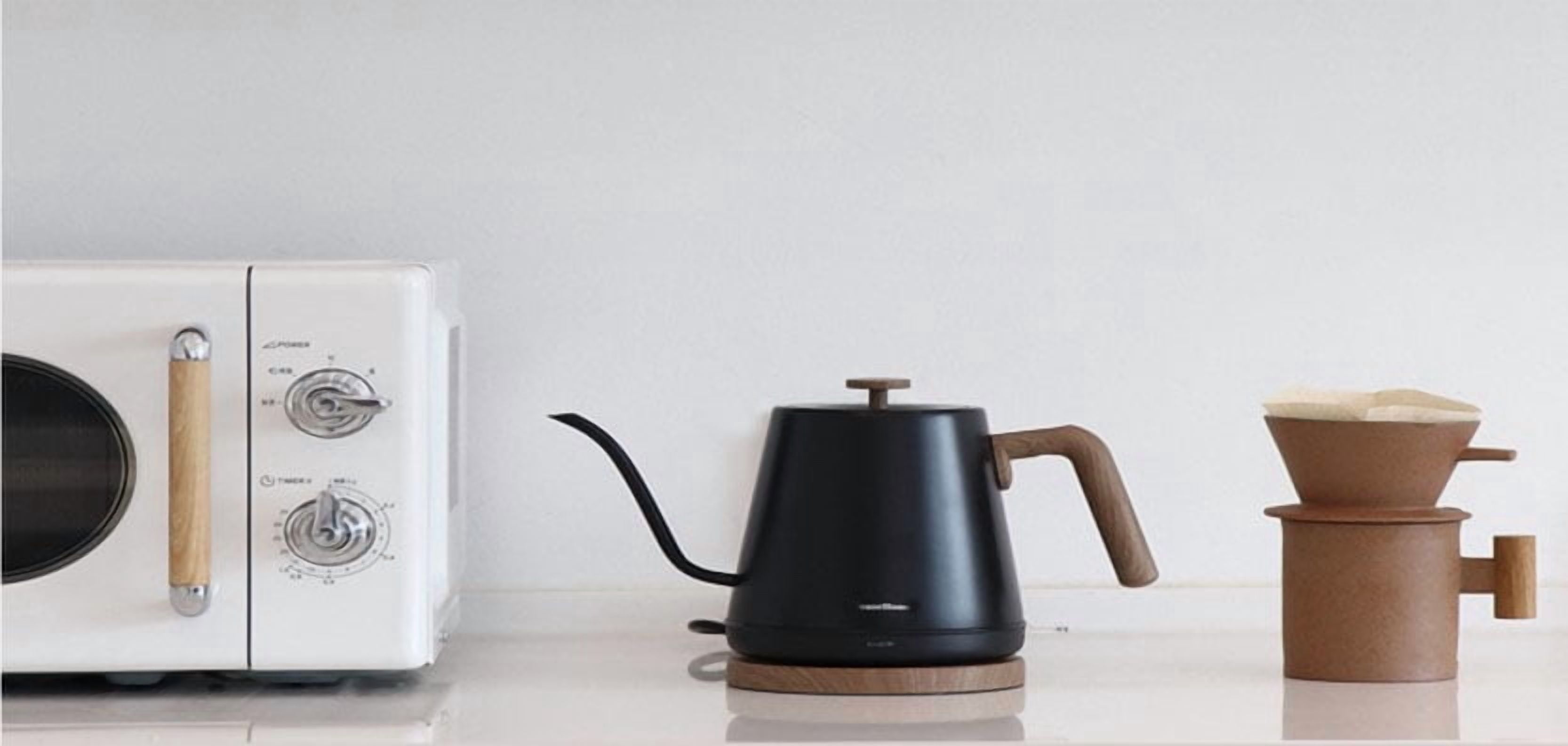 LP Living Plus 1200W 4-Cup Electric Gooseneck Kettle, Stainless Steel, Black
