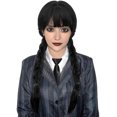 thumbnail image 2 of MUPUL Peluca Negra De Miércoles Addams para Mujer Peluca Larga Trenzada De Miércoles Addams con Flequillo Pelucas De Cosplay De La Familia Addams para Regalo De Fiesta De Halloween, 2 of 4