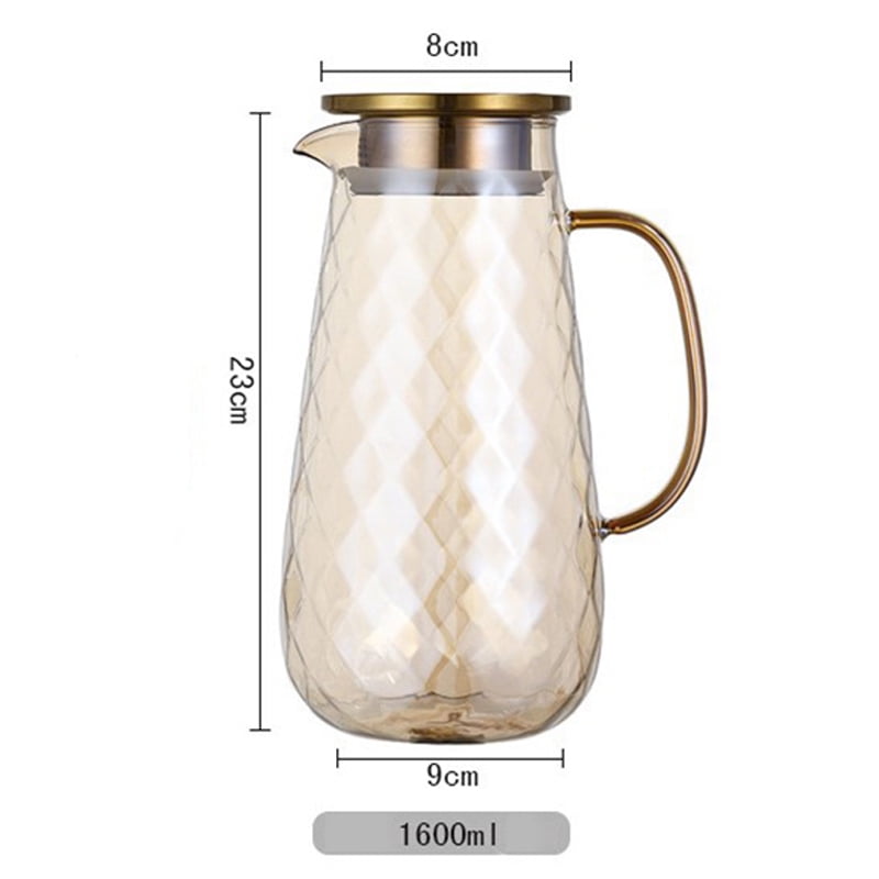 Glass Pitcher with Lid Spout Heat Resistant for Water Coffee Juice Beverage 