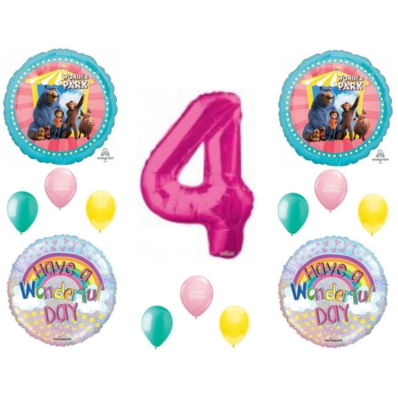 Wonder Park Birthday Balloons 4th Pink Decoration Supplies Fourth Movie