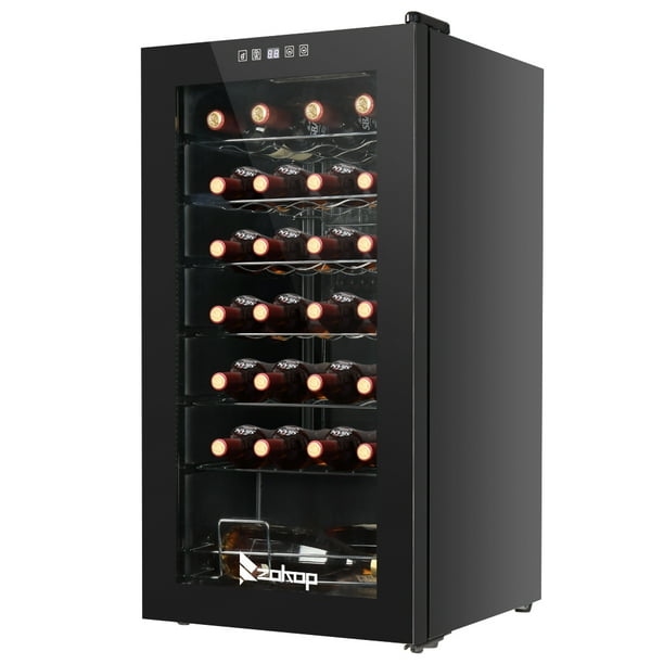 Zokop 28 Bottle Compressor Wine Cooler And Refrigerator Freestanding Wine Chiller Fridge Black Walmart Com Walmart Com