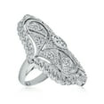 thumbnail image 2 of Bling Jewelry Womens Art Deco Style Filigree Pave Cubic Zirconia CZ Full Finger Fashion Statement Ring, 2 of 6