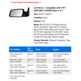 thumbnail image 2 of Left Mirror - Compatible with 1991 - 2000 GMC C3500HD Base 4 X 2 1992 1993 1994 1995 1996 1997 1998 1999, 2 of 2