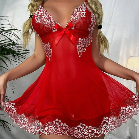 

Womens Lace Lingerie Bodydoll Dress Strap Chemise Sleepwear Nightwear