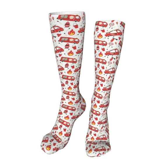 Sikiie Fire Truck High Stockings Women Thigh High Stockings Over Knee Long Stockings-One Size