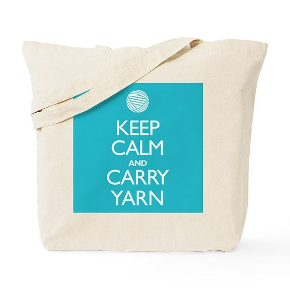 CafePress - Turquoise Keep Calm And Carry Yarn Tote Bag - Unisex Canvas Tote Bag, Beige, 1-Piece