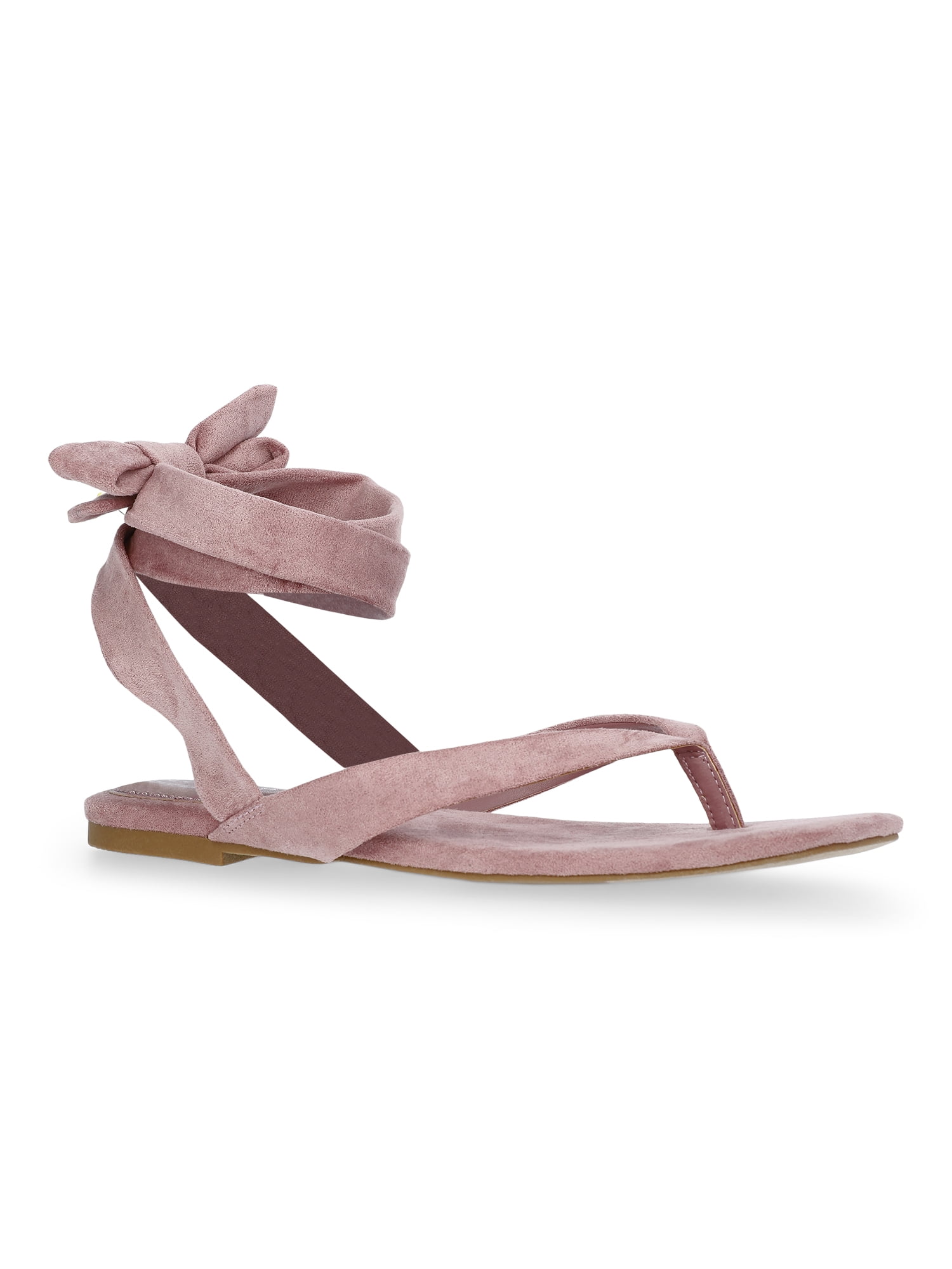 Scoop Women's Faux Suede Ankle Wrap Flat Sandals