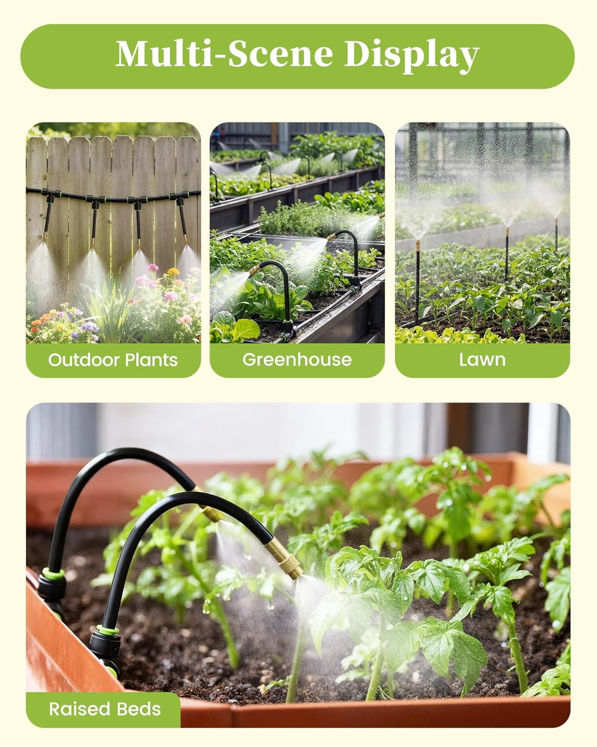 36m Drip Irrigation Kit with 360° Bendable Tubing, Automatic Watering System for Greenhouse Yard Lawn, PE Material, Includes Connectors Nozzles(wwx)