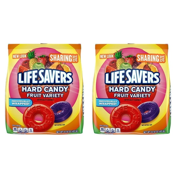 Life Savers Hard Candy BCF26 Fruit Variety Bags - Pack of 2 - Individually Wrapped to Guarantee Freshness - Sharing Size bags - Perfect for Sharing with Others