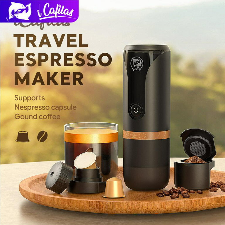 I Cafilas Portable Espresso Coffee Machine Maker 20 Bar Use Nespresso Capsule & Powder, Size: One size, Black