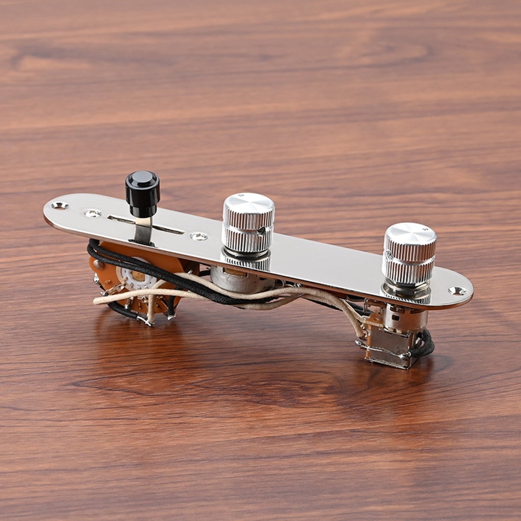 Chrome 3 Way Wired Loaded Prewired Control Plate Harness Switch Knobs for Guitar Parts