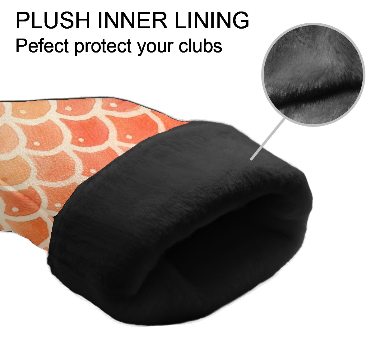 Golf Club Covers, Red Mermaid Scales Premium PU Leather Driver Hybrid Putter Head Covers with Velvet Lining, Waterproof Golf Gifts for Men Women