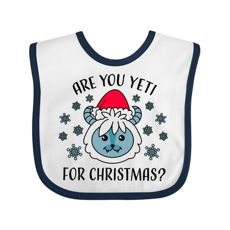 

Inktastic Are You Yeti for Christmas with Yeti and Snowflakes Adult Gift Baby Boy or Baby Girl Bib