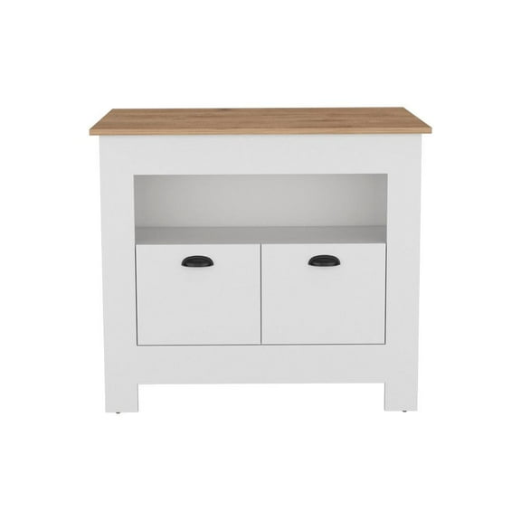 We Have Furniture Kitchen Island Geneva, Kitchen, White / Macadamia