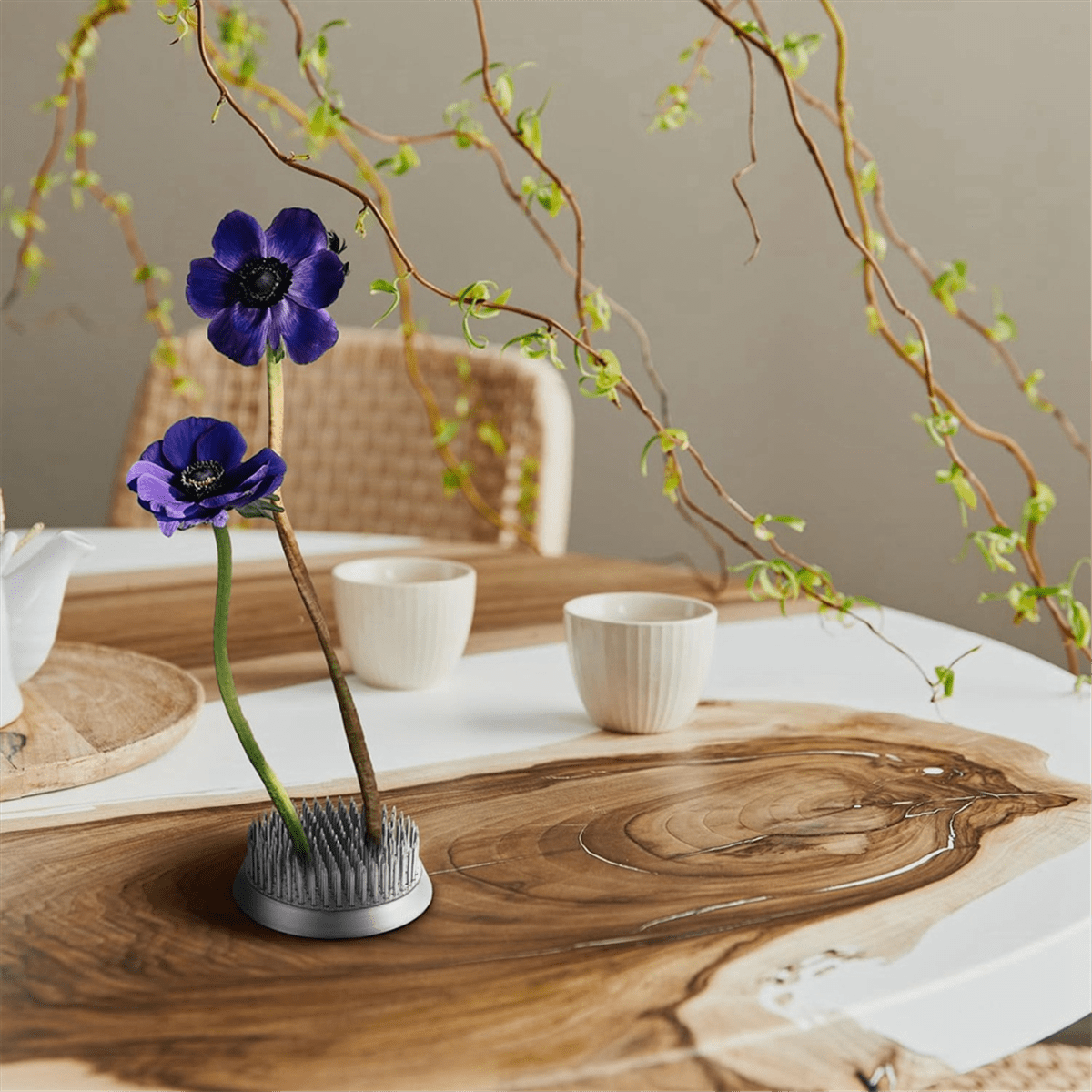 6 Pcs 3 Size Stainless Floral Frogs Kenzan Flower Holder Round Flower Arrangers Silvery Kenzan (0.9In, 1.34In, 2.36In)
