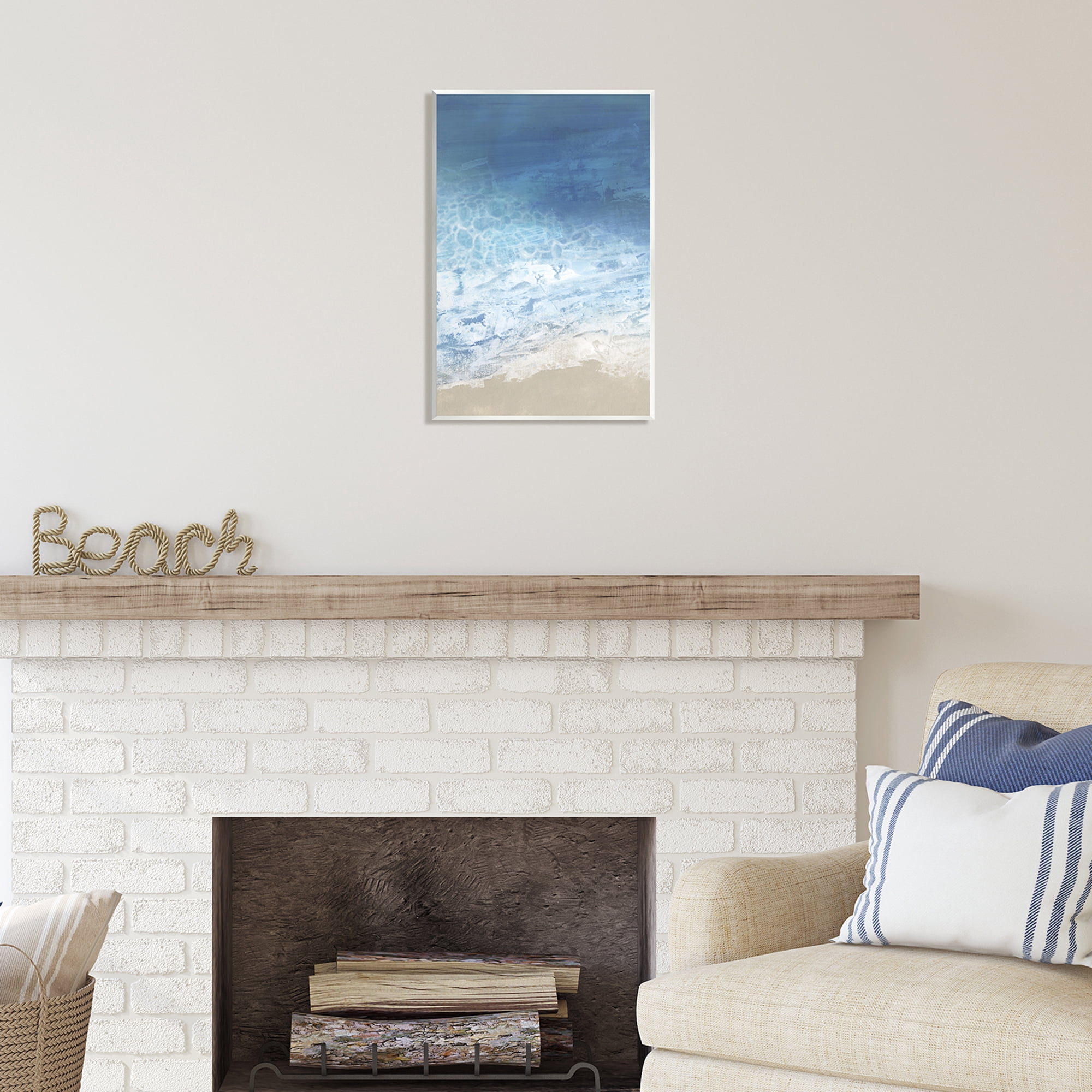 Stupell Industries Water Waves Blue Ocean Shore Coastal Painting Unframed Art Print Wall Art