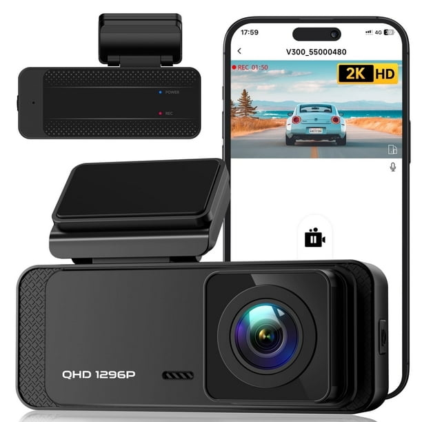 Ecomoment Dash Cam 1296P para Autos, Cámara Frontal con WiFi, Visión Nocturna WDR, Grabación en Bucle y Modo Estacionamiento, Soporte 256GB, Negro