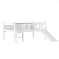 thumbnail image 4 of Miniyam Twin Loft Bed with Slide, Storage Shelves & LED Lights, Wood Kids Bed with Guardrails, White, 4 of 7