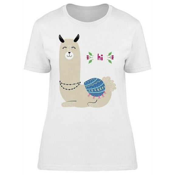 Llama Saying Hi T-Shirt Women -Image by Shutterstock, Female XX-Large