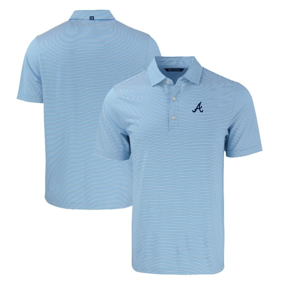 Men's Cutter & Buck Light Blue/White Atlanta Braves Big & Tall Forge Eco Double Stripe Stretch Recycled Polo