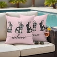 thumbnail image 4 of Pink Easter Outdoor Waterproof Pillow Covers, Spring Rabbit Plaid Flowers Animal Floral Decorative Square Throw Pillowcase Sofa Cushion Sham for Patio/Couch/Chair, 16"x16" 2 Pack, 4 of 8