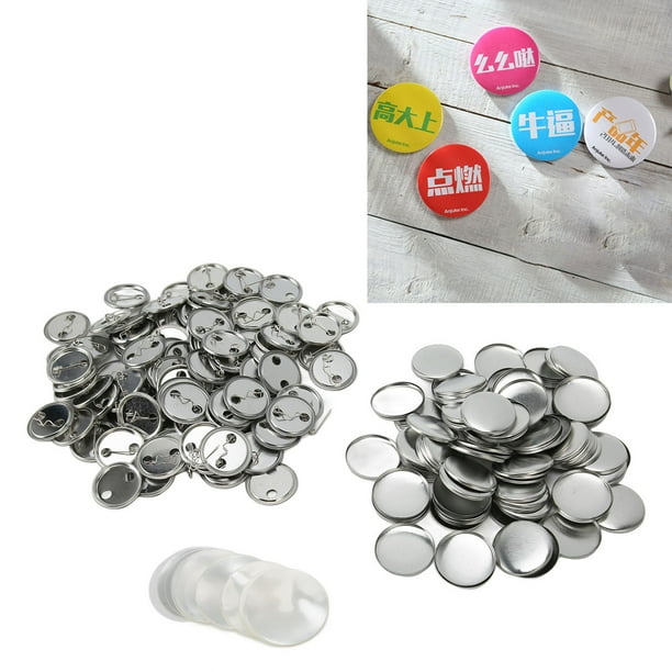 100 Juegos De Suministros De Fabricación De Insignias Metálicas, Piezas De Botones De Insignias En Blanco Para Prevención De óxido Para Máquina De Fabricación De Botones